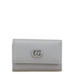グッチ プチマーモント ダブルG ロゴ キーケース 456118 グレー レザー レディース GUCCI 【中古】