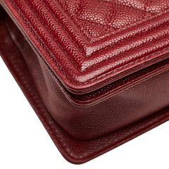シャネル ココマーク ボーイシャネル25 斜め掛け チェーン ショルダーバッグ レッド キャビアスキン レディース CHANEL 【中古】
