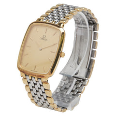 オメガ デビル Deville スクエア 腕時計 クオーツ ゴールド文字盤 ステンレススチール メッキ メンズ OMEGA 【中古】