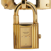 エルメス ケリーウォッチ 腕時計 KE1.201 クオーツ ゴールド文字盤 メッキ レザー レディース HERMES 【中古】
