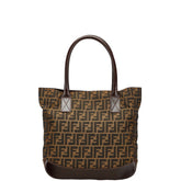 フェンディ ズッカ ハンドバッグ トートバッグ 16328 ブラウン キャンバス レザー レディース FENDI 【中古】