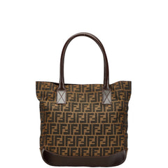 フェンディ ズッカ ハンドバッグ トートバッグ 16328 ブラウン キャンバス レザー レディース FENDI 【中古】