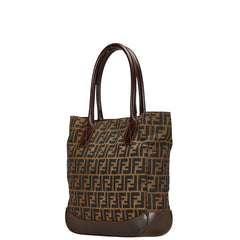 フェンディ ズッカ ハンドバッグ トートバッグ 16328 ブラウン キャンバス レザー レディース FENDI 【中古】