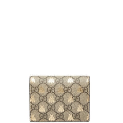 グッチ ビープリント GGスプリーム 二つ折り財布 508757 ベージュ ブラウン ゴールド PVC レディース GUCCI 【中古】