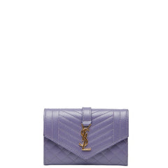 サンローラン YSL エンベロープ カードケース 651026 パープル レザー レディース SAINT LAURENT 【中古】