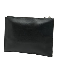 サンローラン ロゴ クラッチバッグ ブラック ホワイト レザー レディース SAINT LAURENT 【中古】