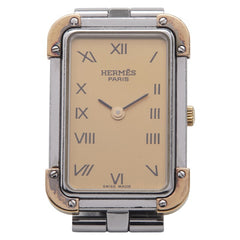 エルメス クロアジュール 腕時計 CR1.220 クオーツ ゴールド文字盤 ステンレススチール メッキ レディース HERMES 【中古】