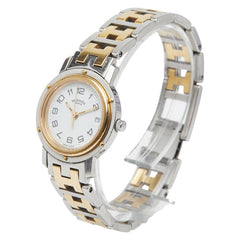 エルメス クリッパー 腕時計 CL4.220 クオーツ ホワイト文字盤 ステンレススチール メッキ レディース HERMES 【中古】