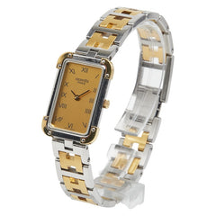 エルメス クロアジュール 腕時計 CR1.240 クオーツ ゴールド文字盤 ステンレススチール メッキ レディース HERMES 【中古】