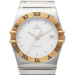 オメガ コンステレーション 腕時計 クオーツ ホワイト文字盤 ステンレススチール イエローゴールド レディース OMEGA 【中古】
