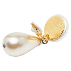 シャネル ヴィンテージ ココマーク イヤリング スイング ゴールド メッキ フェイクパール レディース CHANEL 【中古】