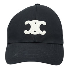 セリーヌ トリオンフ ベースボールキャップ キャップ サイズ:S ブラック ホワイト コットン レディース CELINE 【中古】