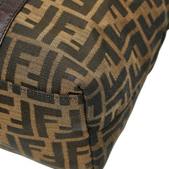 フェンディ ズッカ ハンドバッグ トートバッグ ブラウン キャンバス レザー レディース FENDI 【中古】