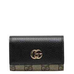 グッチ GGスプリーム GGマーモント キーケース 6連 456118 ベージュ ブラック PVC レザー レディース GUCCI 【中古】