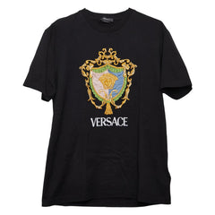 ヴェルサーチェ メデューサ Tシャツ サイズM ブラック マルチカラー コットン スパンコール メンズ VERSACE 【中古】