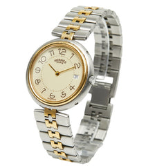 エルメス プロフィール 腕時計 クオーツ ベージュ文字盤 ステンレススチール メッキ ボーイズ HERMES 【中古】