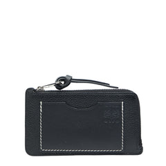 ロエベ アナグラム コインケース パスケース フラグメントケース ブラック レザー レディース LOEWE 【中古】