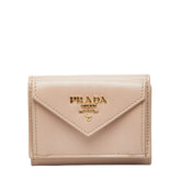プラダ 三つ折り財布 コンパクトウォレット 1MH021 ベージュ ヴィッテロダイノレザー レディース PRADA 【中古】
