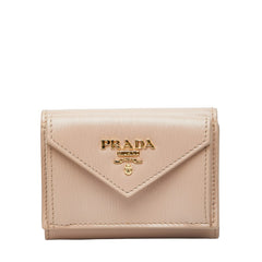 プラダ 三つ折り財布 コンパクトウォレット 1MH021 ベージュ ヴィッテロダイノレザー レディース PRADA 【中古】