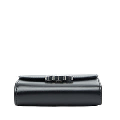 セリーヌ トリオンフ スモール フラップウォレット 三つ折り財布 コンパクトウォレット ブラック レザー レディース CELINE 【中古】