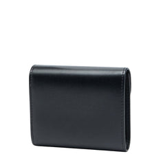 セリーヌ トリオンフ スモール フラップウォレット 三つ折り財布 コンパクトウォレット ブラック レザー レディース CELINE 【中古】