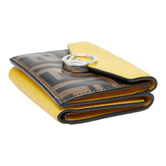 フェンディ ズッカ エフイズ 三つ折り財布 コンパクトウォレット 8M0395 イエロー ブラウン レザー PVC レディース FENDI 【中古】