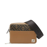 フェンディ FFオーガナイザー カメラケース 斜め掛け ショルダーバッグ 7M0357 ブラウン ブラック PVC レザー レディース FENDI 【中古】