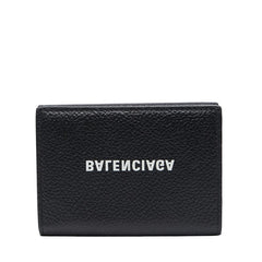 バレンシアガ 逆ロゴ 三つ折り財布 ブラック レザー レディース BALENCIAGA 【中古】