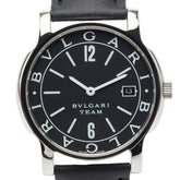 ブルガリ ソロテンポ チーム 腕時計 ST35S クオーツ ブラック文字盤 ステンレススチール レザー メンズ BVLGARI 【中古】