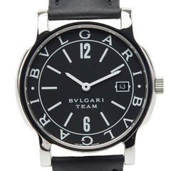 ブルガリ ソロテンポ チーム 腕時計 ST35S クオーツ ブラック文字盤 ステンレススチール レザー メンズ BVLGARI 【中古】