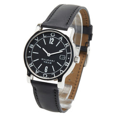 ブルガリ ソロテンポ チーム 腕時計 ST35S クオーツ ブラック文字盤 ステンレススチール レザー メンズ BVLGARI 【中古】