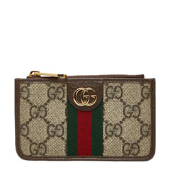 グッチ オフィディア GGスプリーム コインケース カードケース 671723 ベージュ ブラウン PVC レザー レディース GUCCI 【中古】
