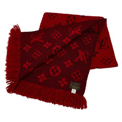 ルイ ヴィトン エシャルプ ロゴマニア マフラー レッド ウール シルク レディース LOUIS VUITTON 【中古】