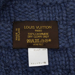 ルイ ヴィトン ダミエ エシャルプ ヘルシンキ マフラー ブルー カシミヤ レディース LOUIS VUITTON 【中古】