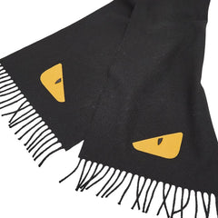 フェンディ バグズアイ モンスター マフラー ブラック ウール レディース FENDI 【中古】