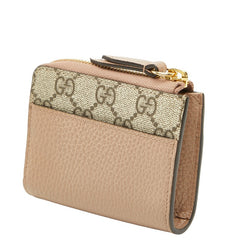グッチ GGスプリーム GGマーモント L字ファスナー 二つ折り財布 658609 ベージュ PVC レザー レディース GUCCI 【中古】