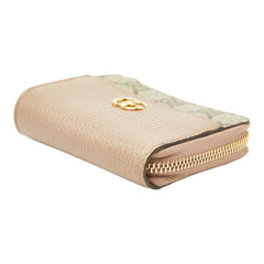 グッチ GGスプリーム GGマーモント L字ファスナー 二つ折り財布 658609 ベージュ PVC レザー レディース GUCCI 【中古】