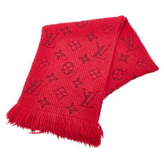 ルイ ヴィトン モノグラム エシャルプロゴマニア マフラー 413287 ピンク レッド系 ウール シルク レディース LOUIS VUITTON 【中古】