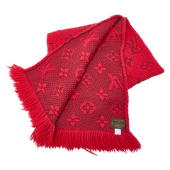 ルイ ヴィトン モノグラム エシャルプロゴマニア マフラー 413287 ピンク レッド系 ウール シルク レディース LOUIS VUITTON 【中古】
