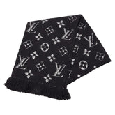 ルイ ヴィトン エシャルプ ロゴマニア シャイン マフラー M75833 ノワール ブラック ウール シルク レディース LOUIS VUITTON 【中古】