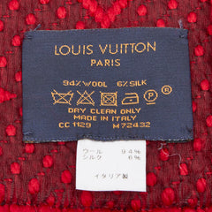 ルイ ヴィトン モノグラム エシャルプ ロゴマニア マフラー M72432 レッド ウール シルク レディース LOUIS VUITTON 【中古】