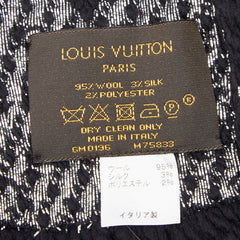 ルイ ヴィトン エシャルプ ロゴマニア シャイン マフラー M75833 ノワール ブラック ウール シルク レディース LOUIS VUITTON 【中古】