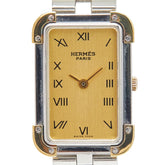 エルメス クロアージュ 腕時計 クオーツ ゴールド文字盤 ステンレススチール メッキ レディース HERMES 【中古】