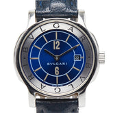 ブルガリ ソロテンポ 腕時計 ST29S スイス製クオーツ ネイビー文字盤 ステンレススチール レザー レディース BVLGARI 【中古】
