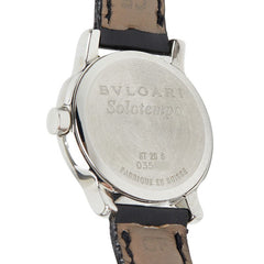 ブルガリ ソロテンポ 腕時計 ST29S クオーツ ブラック文字盤 ステンレススチール レザー レディース BVLGARI 【中古】