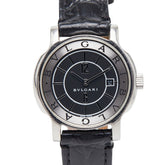 ブルガリ ソロテンポ 社外ベルト 腕時計 ST29S クオーツ ブラック文字盤 ステンレススチール レディース BVLGARI 【中古】