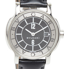 ブルガリ ソロテンポ 腕時計 ST29S クオーツ ブラック文字盤 ステンレススチール レザー レディース BVLGARI 【中古】