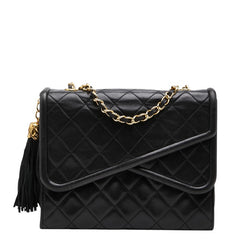シャネル マトラッセ フリンジ ショルダー バッグ ブラック ゴールド金具 ラムスキン レディース CHANEL 【中古】