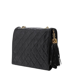 シャネル マトラッセ フリンジ ショルダー バッグ ブラック ゴールド金具 ラムスキン レディース CHANEL 【中古】