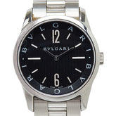 ブルガリ ソロテンポ 腕時計 ST37S クオーツ ブラック文字盤 ステンレススチール メンズ BVLGARI 【中古】